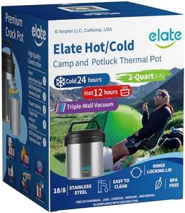 Elate Stay-Hot Camp Crock Triple Wall Vacuum Insulated Food Thermos for Hot or Cold Food, Soup, Salad | 2-Quart (64oz) 18/8 Stainless Steel Thermal Pot Container for Camping Picnic Potluck