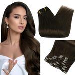 Fshine Clip in Hair Extensions Human Hair 20 Inch Clip in Extensions Color 2 Darkest Brown Double Weft Hair Extensions 100 Gram Full Head Clip in Real Hair 7 Pcs