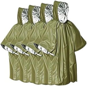Survival Kit Emergency Blanket & Poncho - Waterproof Windproof Rain Poncho with Mylar Liner for Camping & Hiking Equipment, Outdoor Gear, Car Emergencies (green)