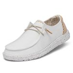 Hey Dude Women's Wendy Chambray Moc Toe Shoes, White Sand, 5 UK