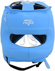 Fadi Sports Authentic Series A1 Boxing Headgear - Pure Leather Head Guard for Kids and Adults in MMA, Kickboxing, Muay Thai, Karate, Martial Arts and Taekwondo (Blue, S/M)