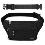 Hopedas Fanny Pack Waist Pack Bag for Women& Men Hip Bum Bag Traveling Yoga Gym for Outdoors Workout Sport and Travel Running -Black