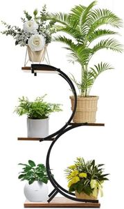 CHPHI 3-Tier Metal Plant Stand with Curved Design, Modern Indoor Flower Display Shelf, Space-Saving Plant Holder for Living Room, Balcony, and Home Decor