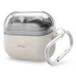 elago Compatible with Samsung Galaxy Buds 3 Case & Galaxy Buds 3 Pro Case, Duo Case with Carabiner, Premium Silicone + TPU Cover, Wireless Charging, Headphone Accessories, for Men, for Women (Stone)