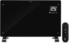 Devola Wifi Enabled Smart Electric Glass Panel Heater 2000W | Alexa Heating Control, Open Window Detection, Wall Mounted & Free Standing Low Energy Heaters with Timer | Lot 20, DVPW2000B (Black)
