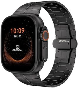 Grade 5 Titanium Band for Apple Watch Ultra 3/2/1 49mm & Series 11/10 46mm, DLC Coating Anti-Scratch Ultra 3 Band with Small-Link Design for Precise Fit, Secure Butterfly Clasp Band for Men, Black