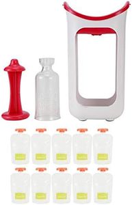 BORDSTRACT Squeeze Station, Stazione di Riempimento Buste con 10 Buste per Alimenti Squeeze per Succhi di Frutta Semisolidi E Freschi, per Alimenti per Bambini Fatti in Casa(Rosso Rosato)
