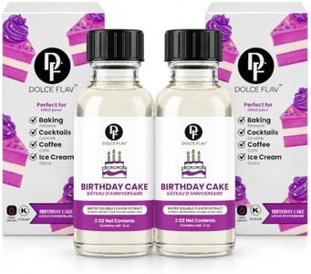Dolce Flav Birthday Cake Extract – 2 Ounce Water-Soluble Kosher, Sugar-Free, Concentrated Festive Cake Flavoring for Frostings, Cupcakes & Desserts, Includes Measured Dropper, 2 oz Pack of 2