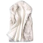 TIMIFIS Faux Fur Coat Womens Sleeveless Coat Vest Wool Fuzzy Jacket Vest Stand Collar Cardigan White Lined Winter Vest, White, Medium