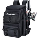 PLUSINNO Fishing Backpack With Rod Holder, 42L Water-Resistant Fishing Gear Tackle Box Backpack, Tackle Bag For Men