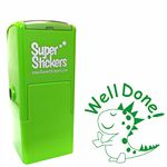 Teacher Stamp, Education Marking Stamp, Reward Stamps for School - Well Done Dinosaur, Impression Size Approx. 23x23 mm, Green Ink