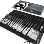 ARTIFY 25 Pieces Synthetic Hog Bristle Nylon Paint Brush Set- Expert Series Paintbrushes for Acrylic, Oil – No Shedding, Canvas Roll Case, Artist Gifts Art Supplies