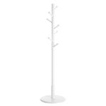 VASAGLE Coat Rack Free Standing Coat Tree with 7 Rounded Hooks, Wood Hall Tree, Entryway Coat Stand for Clothes, Hats, Purses, in the Entryway, Living Room, White RCR07WT