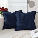 Artscope Corduroy Cushion Covers Pack of 2 Modern Patchwork Throw Pillow Covers Soft Pillowcase Broadside Decorative Textured Cushions for Home decor Sofa Bedroom Couch Navy Blue 40x40cm