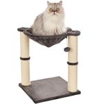 Amazon Basics Cat Tower - Indoor Cat & Kittens Hammock Tower with Scratching Posts and Dangling Ball, (19.7"H) - Gray