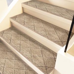 DxZephious Stair Treads for Wooden Steps Indoor 76 * 20 cm Non Slip Carpet Stair Treads with Reusable Adhesive for Kids Elders and Dogs, 100% Polyester TPE Backing (15 Pack)