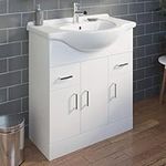 Affine 750mm Floorstanding Bathroom Vanity Unit & Basin Single Tap Hole White Gloss