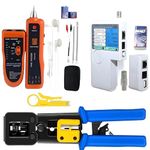 COOLCOLD Wire Tracker, Tester, Cable Tracker, RJ11 RJ45 Line Finder Phone Telephone Line Tester with Remote Cable Tester, Pass Through Cat5 Cat5e Cat6 Professional Crimping tool and Cable Stripper