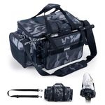 Goture Medium Fishing Tackle Bag to Store Four 3700 Tackle Boxes, Water-Resistant Cross Body Sling Fishing Bag, Fishing Fanny Pack, Fishing Tackle Storage Bag with Padded Shoulder Strap, Camouflage