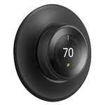 POPMAS Wall Plate Black for Nest Learning Thermostat 3rd 2nd 1st Generation and Nest Thermostat E 3D Stereoscopic Aluminum Round Cover Fingerprint Resistant Bracket Mount