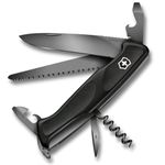 Victorinox, Ranger 55 Grip Onyx Black, Swiss Army Pocket Knife, Large, Multi Tool, Camping, 13 Functions, Blade, Can opener, Screwdriver 3 mm, Lockable Blade