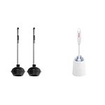 NEIKO 60170A Toilet Plungers | Dual Pack | Patented All-Angle Design & Vileda 148221 Deluxe Toilet Brush