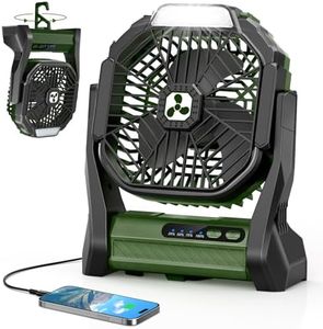 Portable Rechargeable Fan, 20000mAh Cordless Battery Powered Camping Tent Fans with LED Lantern, Small USB C Operated Outdoor Ventilador for Travel Camp Fishing Picnic Home Power Outage Emergency