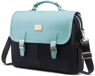 LOVEVOOK Laptop Bag for Women, 15.6 inch Large Capacity Computer Briefcase Case, Crossbody Messenger Bag, Office Business Work Bags Purse for Travel Gifts, Mint Green-black
