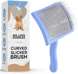 We Love Doodles Grooming Curved Slicker Brush for Long-Haired Dogs - Poodle, Golden Doodle, and Dematting (Large)