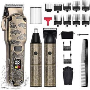 Hatteker Hair Clipper for Men, Waterproof Hair Trimmer Electric Shaver Razor, Cordless Hair Clippers Nose Hair Trimmer for Men, Shaving Kit for Nose Mustache Body Facial,Birthday Gift for Dad