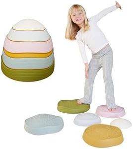 Marlowe & Co 6 Balance Stepping Stones for Children, 6 Piece Non-Slip Sensory Play Equipment for 2 3 4 5 6 7 8 Year Old