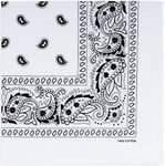 One Piece Novelty Bandanas Paisley Cotton Handkerchief (White)