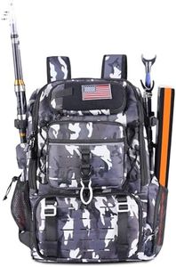 Vomgomfom 37L Fishing Backpack with Fully Waterproof Insulated Lining,Military Survival Molle Back Pack with Laptop Compartment,Black Camouflage