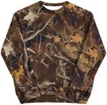 BEAUDRM Men's Vintage Camo Sweatshirts Crew Neck Fleece Shirt Long Sleeve Pullover Camouflage Hunting Tee Tops Streetwear Coffee Brown Medium