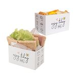 XZJMY 50 Pack Paper Take Out Containers,Mini Burger Boxes,Toast Holding Bread Tray, Sandwich Hot Dog Donut Egg Waffle Packaging Box for Take Out Food Containers (L-A)