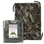 Woobie Poncho Liner (82” x 62” x 0.1”) - Quilted Nylon Tactical Blanket w/ 8 Pairs of Tie Cords - Woodland Camouflage Blanket for Men & Women - Insulated Poncho Blanket Set for Outdoor Activities,