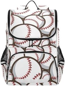 ZAZYXTJ School Kids Backpack with Reflective Strip for Girls and Boys 6-12 Elementary Student Bookbag Middle School Bags, Baseballs, Large, Fashion Printing Backpack