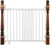 Summer Infant Metal Banister & Stair Safety Pet and Baby Gate,31'-46' Wide, 32.5' Tall, Install Banister to Banister or Wall or Wall to Wall in Doorway or Stairway, Banister and Hardware Mounts -White