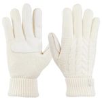 isotoner Women's Cable Knit Gloves with Touchscreen Palm Patches, Ivory, One Size