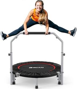 BCAN 40/48" Foldable Mini Trampoline Max Load 330lbs/440lbs, Fitness Rebounder with Adjustable Foam Handle, Exercise Trampoline for Adults Indoor/Garden Workout, Black