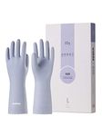 LANON 3 Pairs wahoo Skin-Friendly Dishwashing Cleaning Gloves, Latex Free Unlined Kitchen Gloves, Reusable, Icelandic Blue, Large