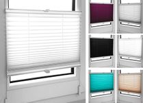 Tropik Home Pleated Blinds 18 Width Sizes, 6 Colours Easy Fit Install Plisse Conservatory Blinds, White, 35cm Wide by 150cm Drop