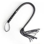 SUNLAND Faux Leather Horse Whip Cat Women Cosplay with Beaded Handle