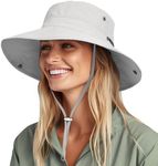 FURTALK Sun Hats for Women Ponytail UV Protection Summer Hat Wide Brim Packable UPF50 Cowboy Hat Hiking Fishing Hats Light Grey