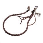 Uniqsum Braided Genuine leather wallet chain Swivel Trigger snap Biker Punk Key chain (Vintage DB)