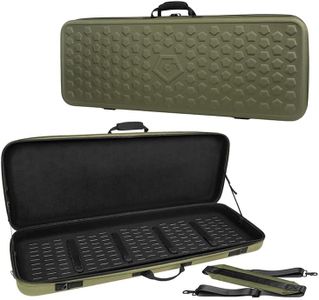 GRITR 42" Double Tactical Gun Case for Rifles & Shooting Accessories, Scoped Rifle EVA Case w/Durable Foam Insert, Lockable Zippers, 3-Mag Caddy, Zippered Pouch & Adjustable Shoulder Strap, Green
