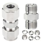 Metalwork 304 Stainless Steel Compression Tube Fitting, Union, 3/8" Tubing OD (2 Pcs)