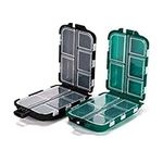 ANCLLO 2Pcs Small Waterproof Hard Fishing Tackle Box Portable Case Hooks Lure Baits Storage Box Containers for Storing Swivels Jigs Hooks Sinker 10 Compartments