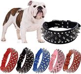 Spiked Studded Dog Collar, Rivet PU Leather Dog Collars Durable Adjustable For Medium & Large Pets Pitbull bully Dog Rottweiler Black M