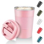 WUYOR Travel Mug 13oz/380ml Insulated Coffee Cup Double Walled Vacuum Insulation Stainless Steel for Hot & Cold Water Coffee and Tea(Pink)